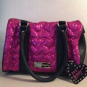 Betsey Johnson Sequined Handbag with Keychain.